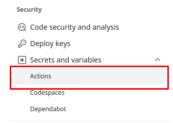 Screenshot of the secrets tabs